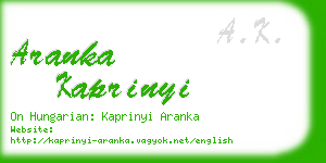 aranka kaprinyi business card